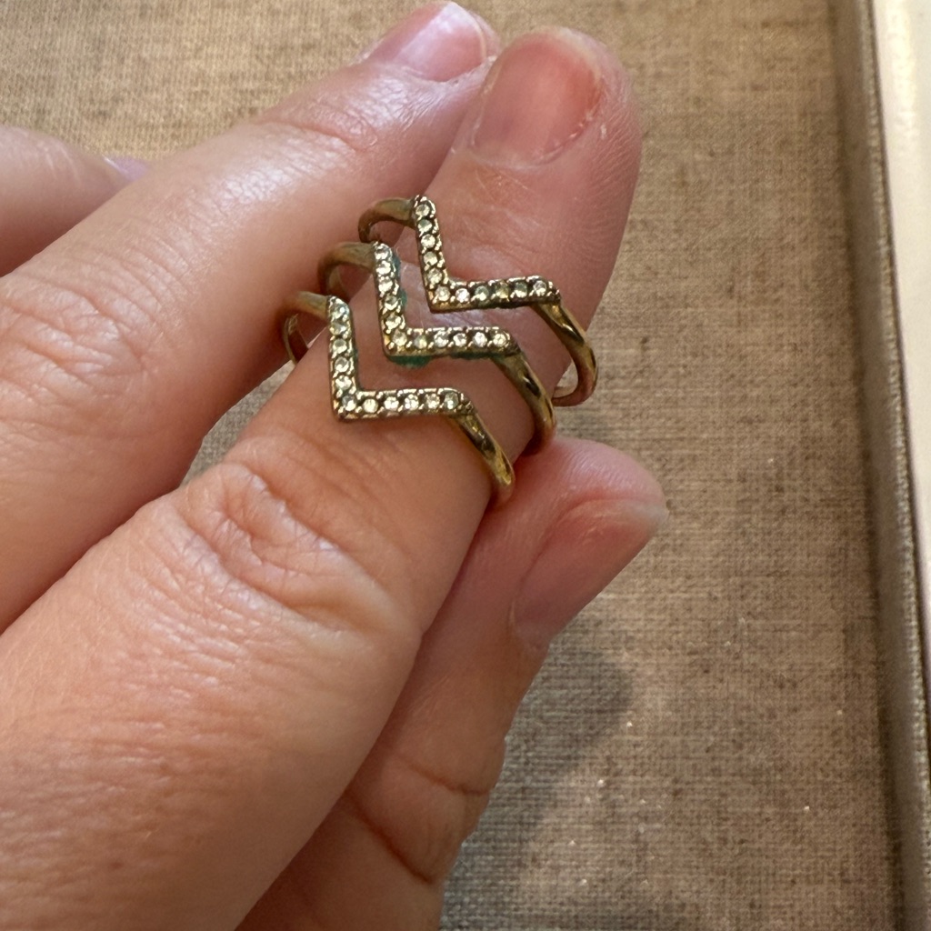 Stella & Dot Gold Chevron Ring With Crystals